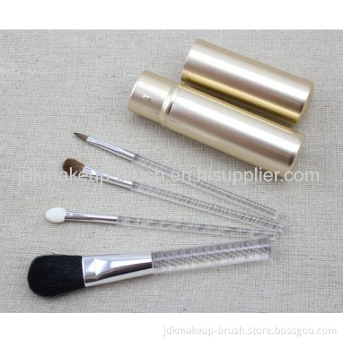 4pcs Goat Hair Mini Cosmetic Brush Set With Aluminum Tube